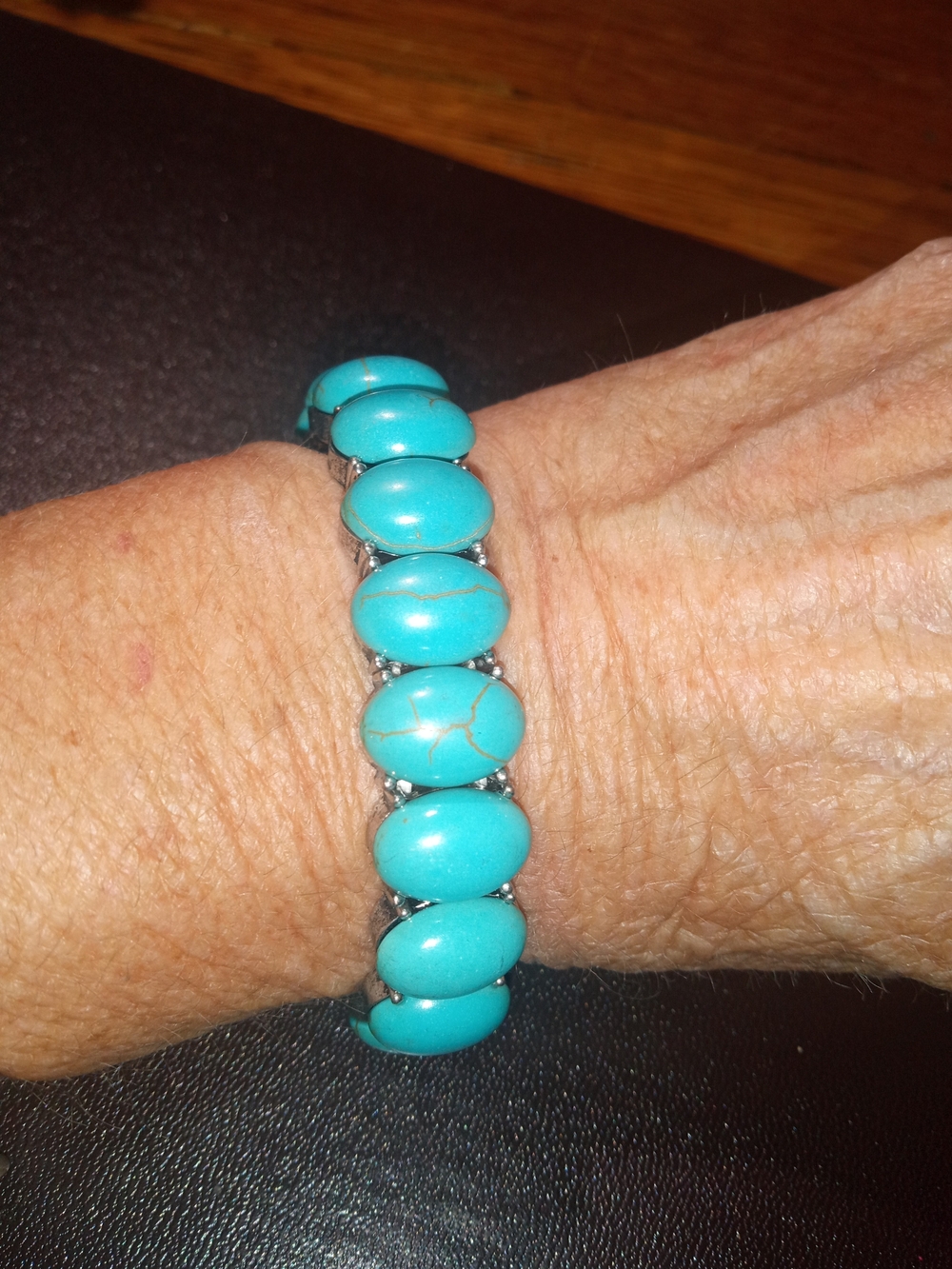 Turquoise Stone Stretch Bracelet - Blue Bead Women's Jewelry